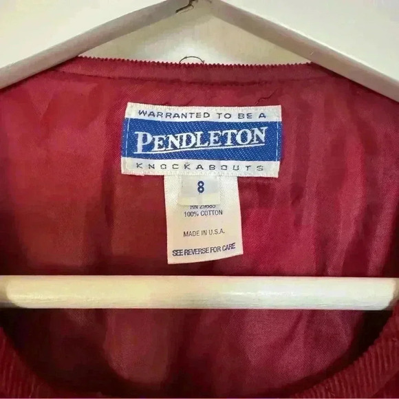 Pendleton womens 8 red/maroon corduroy Quilted Vest vintage full zip pockets - Picture 8 of 10